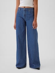 Gap Blue Mid Rise Pinstripe Baggy Jeans - Image 2 of 6