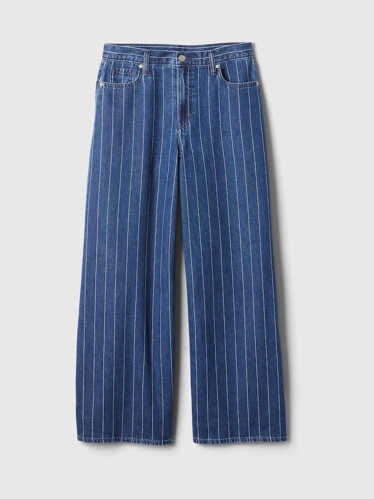 Gap Blue Mid Rise Pinstripe Baggy Jeans - Image 6 of 6