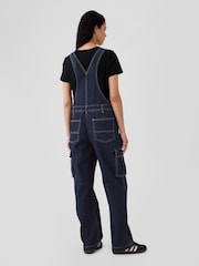 Gap Blue Relaxed Denim Cargo Dungaree - Image 2 of 5