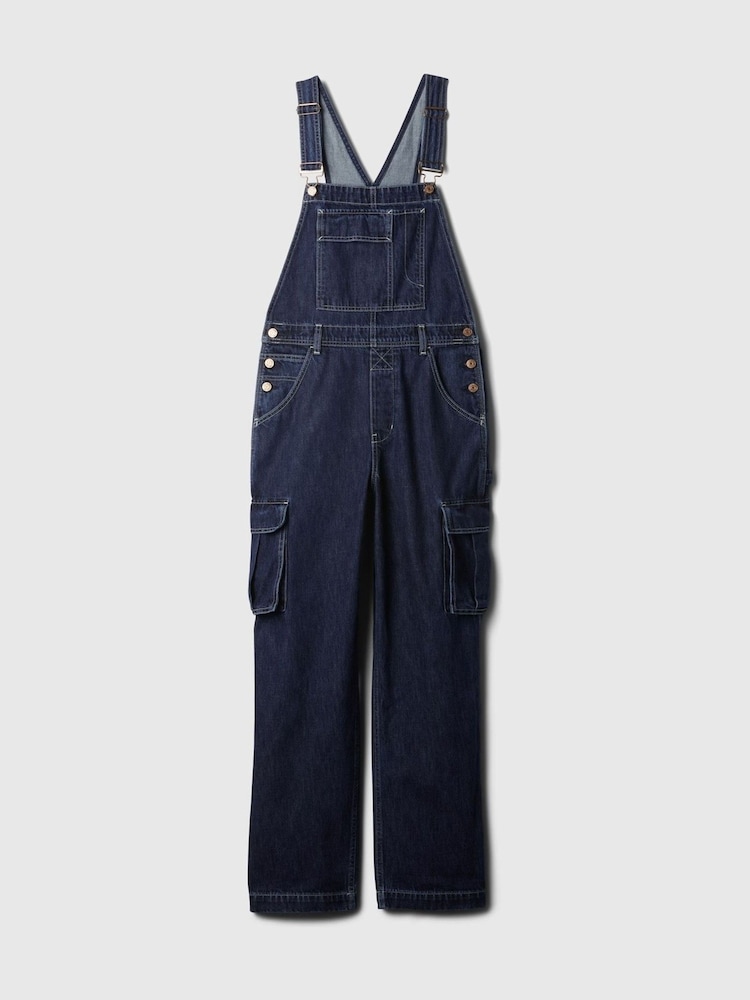 Gap Blue Relaxed Denim Cargo Dungaree - Image 5 of 5