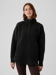 Gap Black Quilted Jacquard Half-Zip Jumper - Image 1 of 4
