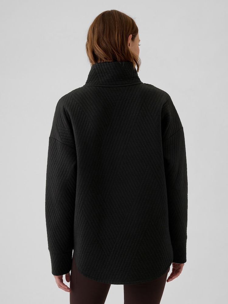 Gap Black Quilted Jacquard Half-Zip Jumper - Image 2 of 4