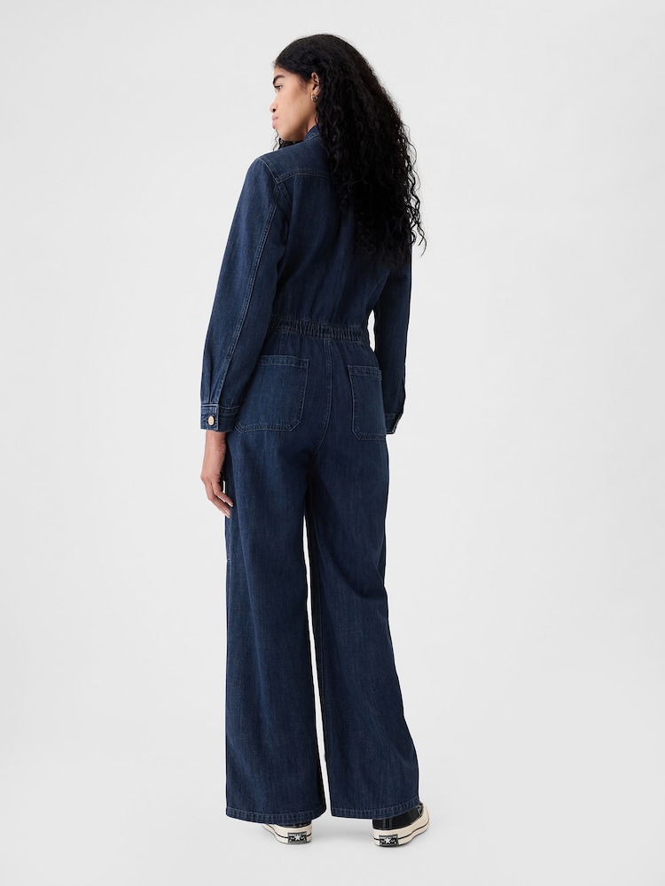 Gap Blue Denim Cargo Jumpsuit - Image 2 of 5 Gap Blue Denim Cargo Jumpsuit - Image 2 of 5