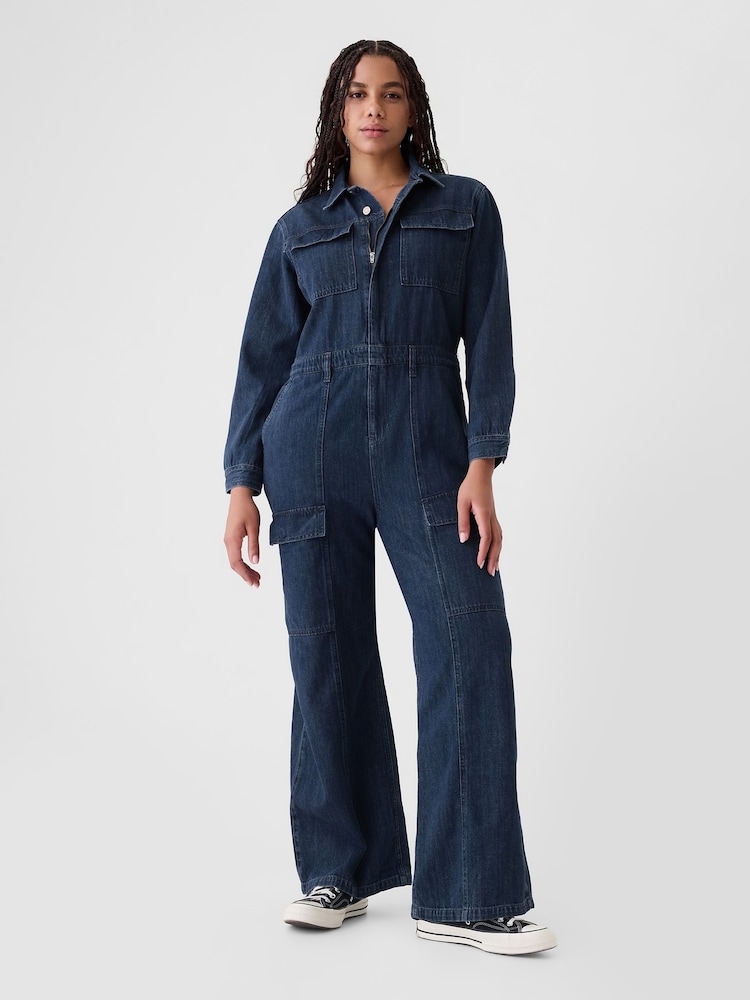 Gap Blue Denim Cargo Jumpsuit - Image 5 of 5 Gap Blue Denim Cargo Jumpsuit - Image 5 of 5