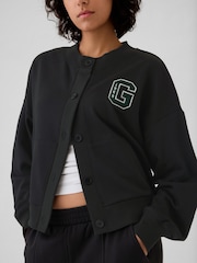 Gap Black Vintage Soft Oversized Varsity Jersey Cardigan - Image 4 of 5