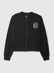 Gap Black Vintage Soft Oversized Varsity Jersey Cardigan - Image 5 of 5