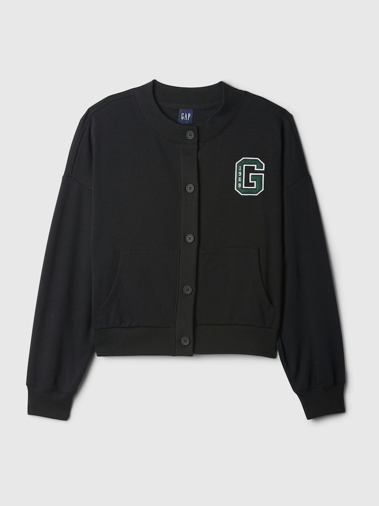 Gap Black Vintage Soft Oversized Varsity Jersey Cardigan - Image 5 of 5