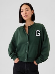 Gap Green Vintage Soft Oversized Varsity Jersey Cardigan - Image 1 of 5