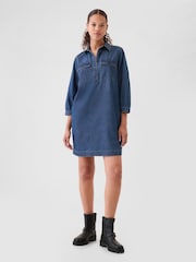 Gap Blue Denim Utility Mini Shirtdress - Image 2 of 5