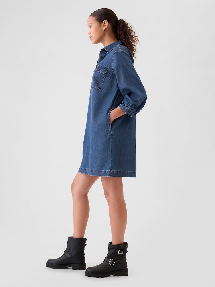 Gap Blue Denim Utility Mini Shirtdress - Image 2 of 3
