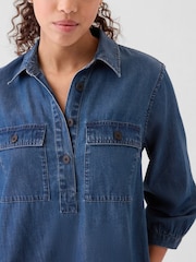 Gap Blue Denim Utility Mini Shirtdress - Image 3 of 3