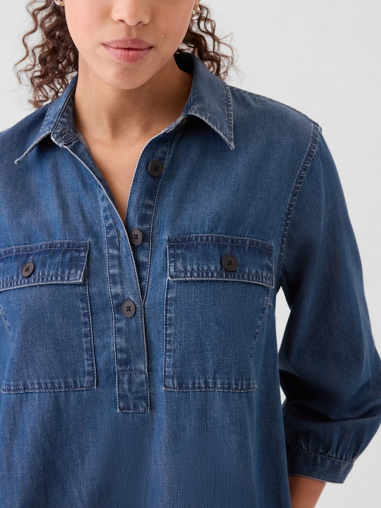 Gap Blue Denim Utility Mini Shirtdress - Image 3 of 3