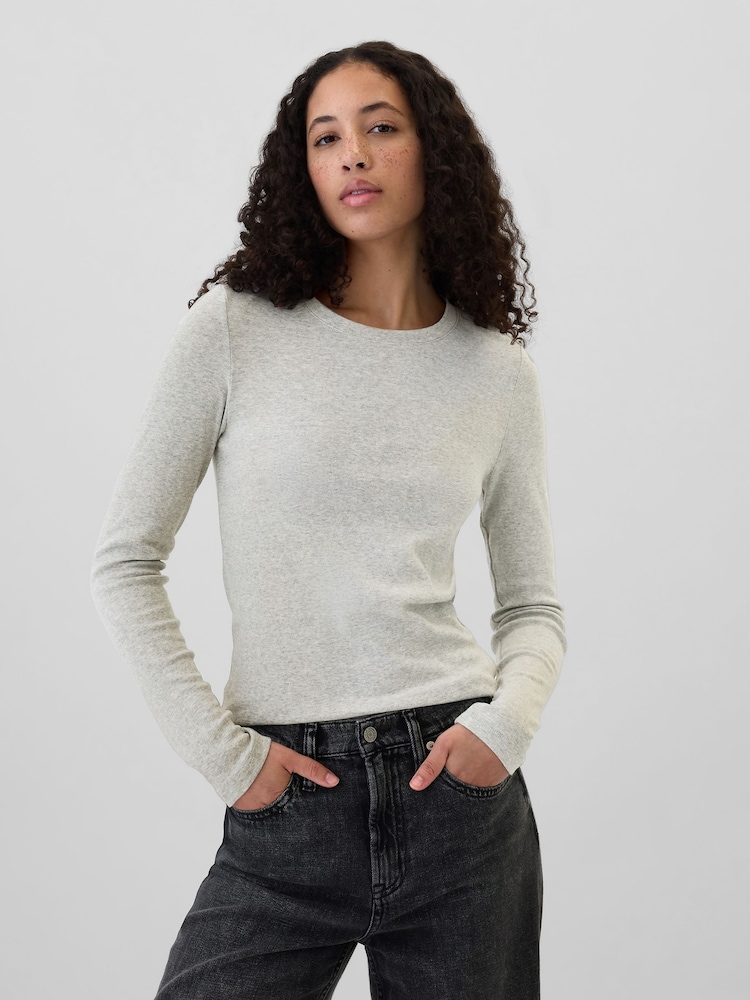 Gap - Favourite - T-shirt met lange mouwen en ronde hals van katoen en modal - Image 1 of 5