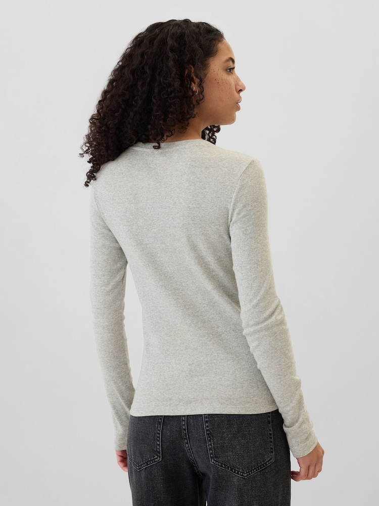 Gap - Favourite - T-shirt met lange mouwen en ronde hals van katoen en modal - Image 2 of 5