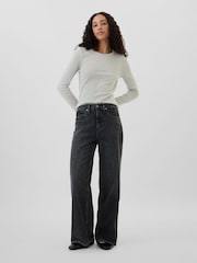 Gap - Favourite - T-shirt met lange mouwen en ronde hals van katoen en modal - Image 3 of 5