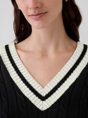 Gap Black Varsity Cable Knit CashSoft Jumper - Image 4 of 5