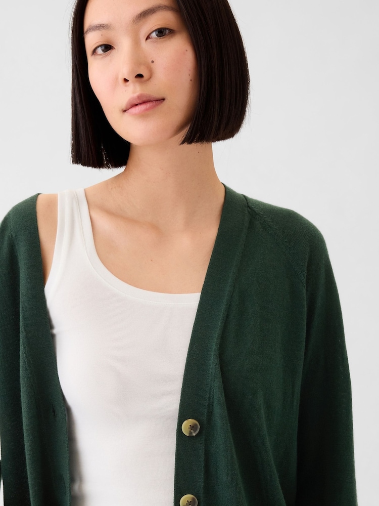 Gap Green Merino Wool Cardigan - Image 4 of 5