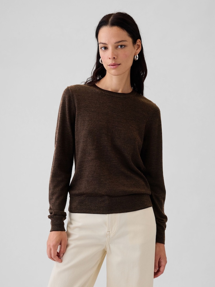 Gap Brown Merino Wool Crew Neck Jumper - Image 1 of 5