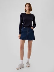 Gap Navy Blue Merino Wool Crew Neck Jumper - Image 3 of 5