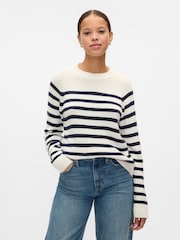 Gap White/Black Stripe CashSoft Crew Neck Jumper - Image 1 of 5