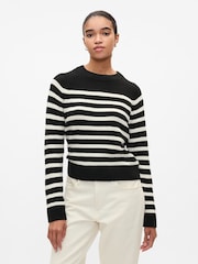 Negro/Blanco - Suéter en CashSoft a rayas de cuello redondo de Gap - Imagen 1 de 5