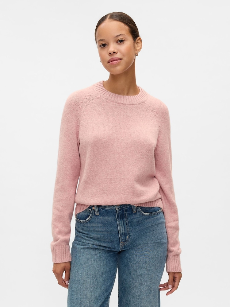 Gap Pink CashSoft Textured Crew Neck Jumper - Image 1 of 5
