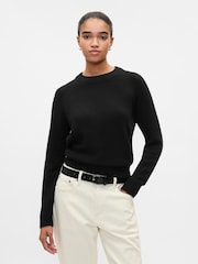 Negro - Suéter de cuello redondo con diseño texturizado de Cashsoft de Gap - Imagen 1 de 5