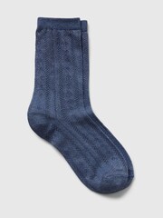 Gap Blue Adults Pointelle Glitter Crew Socks - Image 1 of 1