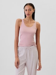 Gap Pink Ribbed Support Pyjama Tank Top - Image 1 of 4