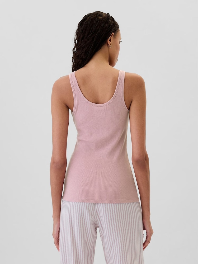 Gap Pink Ribbed Support Pyjama Tank Top - Image 2 of 4