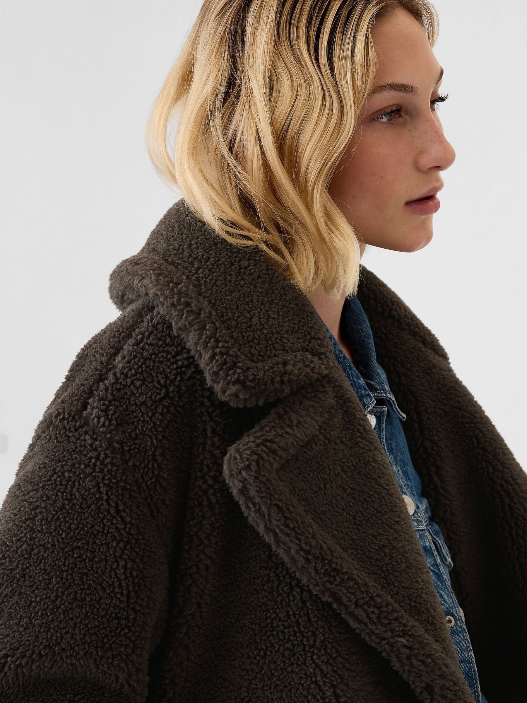 Buy Gap Brown Teddy Borg Sherpa Long Coat from the Next UK online shop