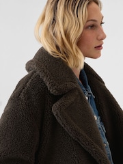 Gap Brown Teddy Borg Sherpa Long Coat - Image 2 of 5