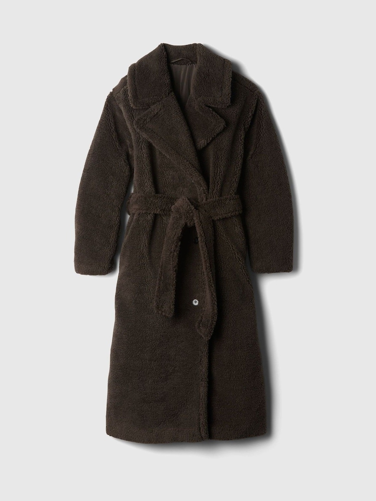 Gap Brown Teddy Borg Sherpa Long Coat - Image 5 of 5