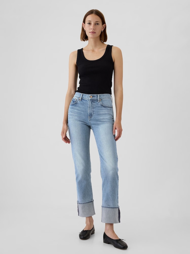 Azul claro con puños - Gap Alto Waisted 90s Straight Jeans - Imagen 1 de 9 Azul claro con puños - Gap Alto Waisted 90s Straight Jeans - Imagen 1 de 9