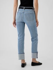 Gap Light Blue Cuffed High Waisted 90s Straight Jeans - Image 4 of 9