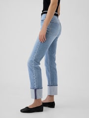 Gap Light Blue Cuffed High Waisted 90s Straight Jeans - Image 6 of 9