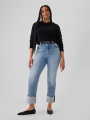 Gap Light Blue Cuffed High Waisted 90s Straight Jeans - Image 7 of 9