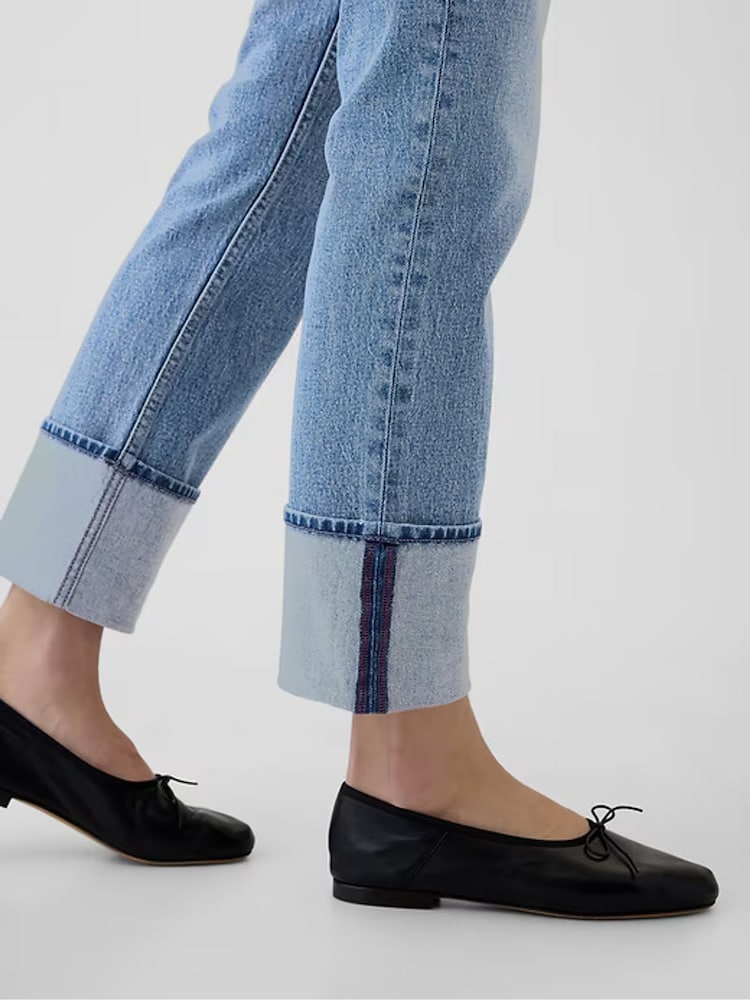 Gap Light Blue Cuffed High Waisted 90s Straight Jeans - Image 8 of 9