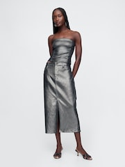 Gap Silver Foil Midi Skirt - Image 1 of 5