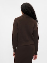 Gap Brown CashSoft Long Sleeve Ribbed Collar Cardigan - Image 2 of 5