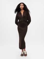 Gap Brown CashSoft Long Sleeve Ribbed Collar Cardigan - Image 3 of 5