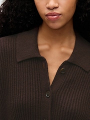 Gap Brown CashSoft Long Sleeve Ribbed Collar Cardigan - Image 4 of 5