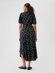 Gap Blue Floral Puff Sleeve Midi Dress - Image 3 of 5