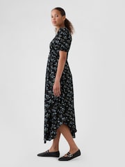 Gap Blue Floral Puff Sleeve Midi Dress - Image 4 of 5