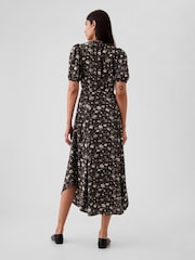 Gap Black/White Floral Puff Sleeve Midi Dress - Image 4 of 5