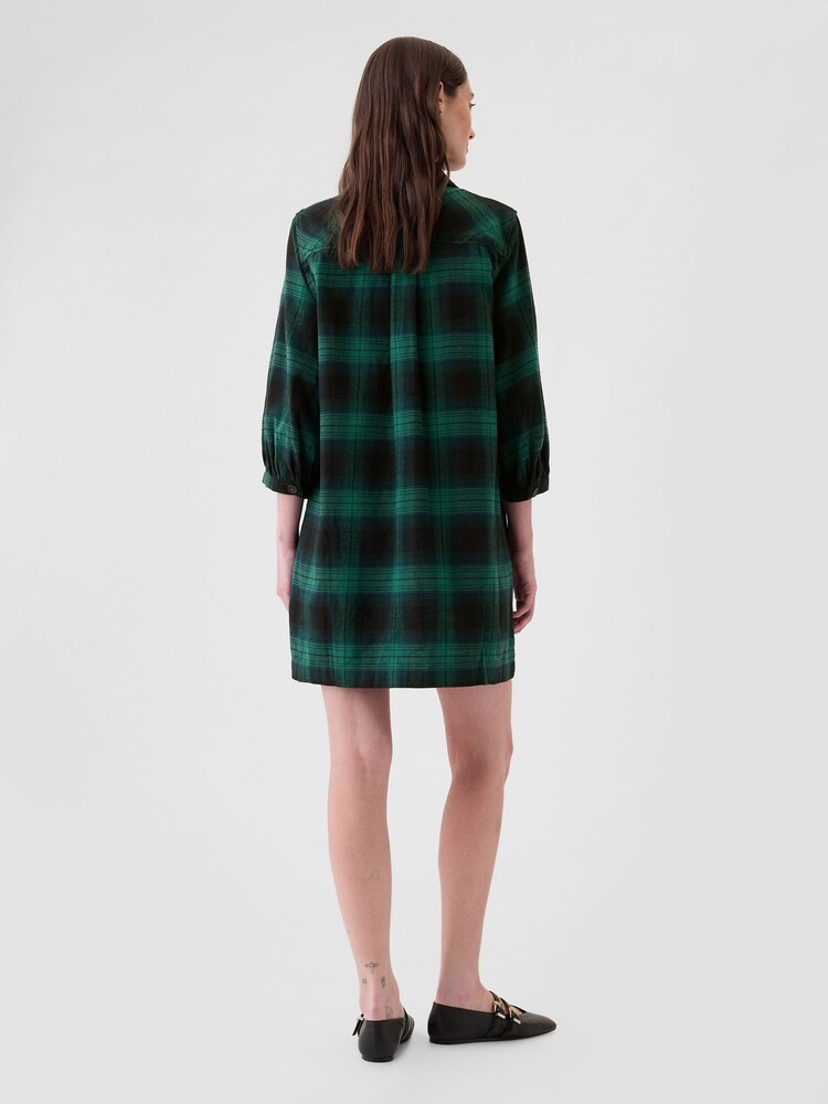 Gap Green Flannel Utility Mini Shirtdress - Image 2 of 5