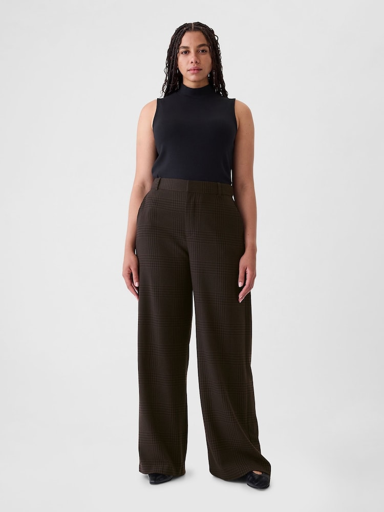 Gap Brown 365 High Waisted Brushed Twill Pleated Taper Trousers - Image 1 of 5 Gap Brown 365 High Waisted Brushed Twill Pleated Taper Trousers - Image 1 of 5