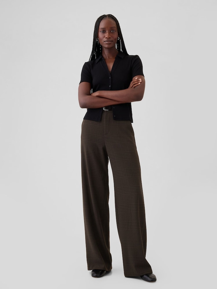 Gap Brown 365 High Waisted Brushed Twill Pleated Taper Trousers - Image 5 of 5 Gap Brown 365 High Waisted Brushed Twill Pleated Taper Trousers - Image 5 of 5