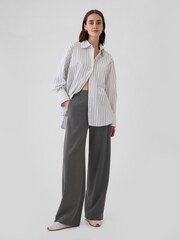 Gap Grey 365 High Waisted Brushed Twill Pleated Taper Trousers - Image 4 of 5