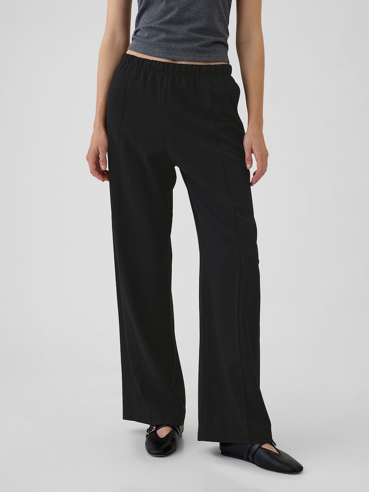 Gap Black Wide-Leg Seamed Pull On Trousers - Image 2 of 5 Gap Black Wide-Leg Seamed Pull On Trousers - Image 2 of 5